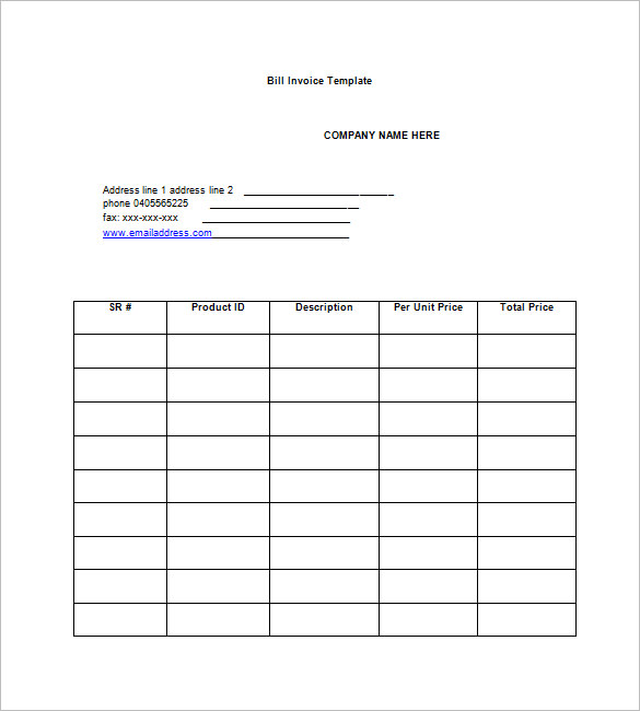 billing invoice template 9 free word pdf excel format