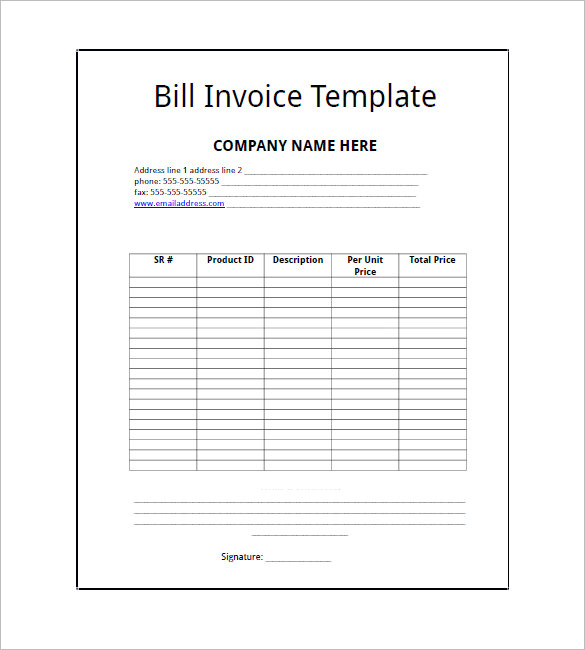 billing template in word