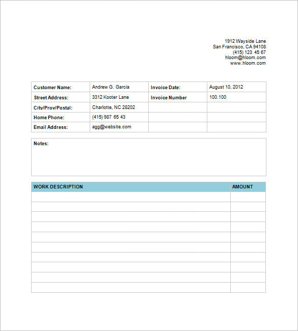 self billing invoice template