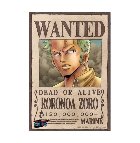 11 One Piece Wanted Poster Templates Free Printable Sample Example