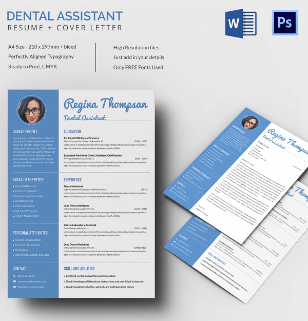 5+ Dental Assistant Resume Templates - Word, Psd, Ai, Apple Pages 