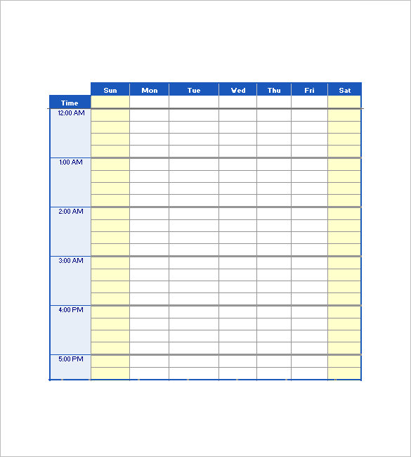 daily agenda template excel