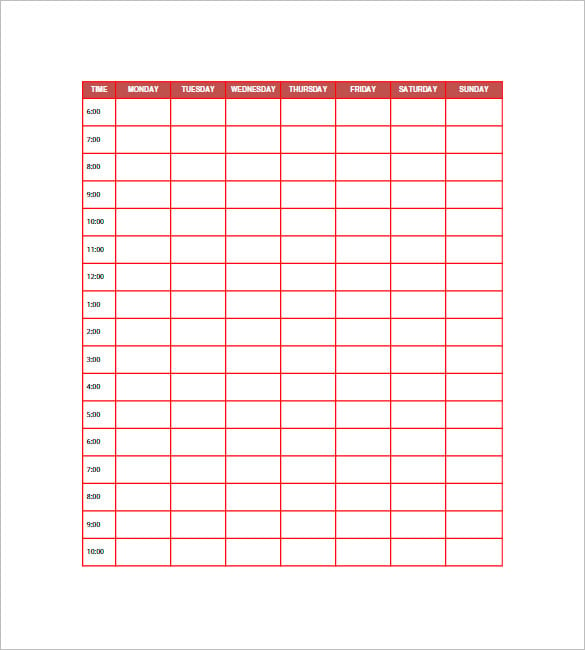 daily agenda template for students