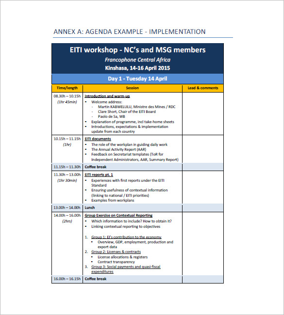 11 Training Agenda Templates Free Sample Example Format Download