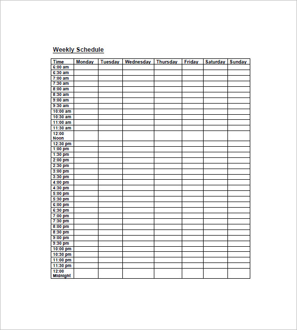 Printable weekly agenda template