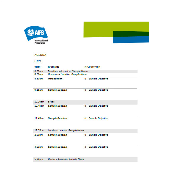 special event agenda template