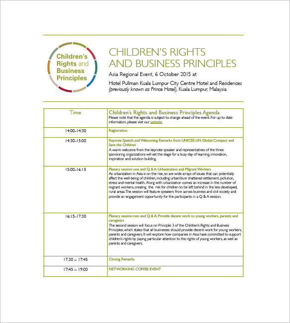 12 Event Agenda Templates Free Sample Example Format Download 