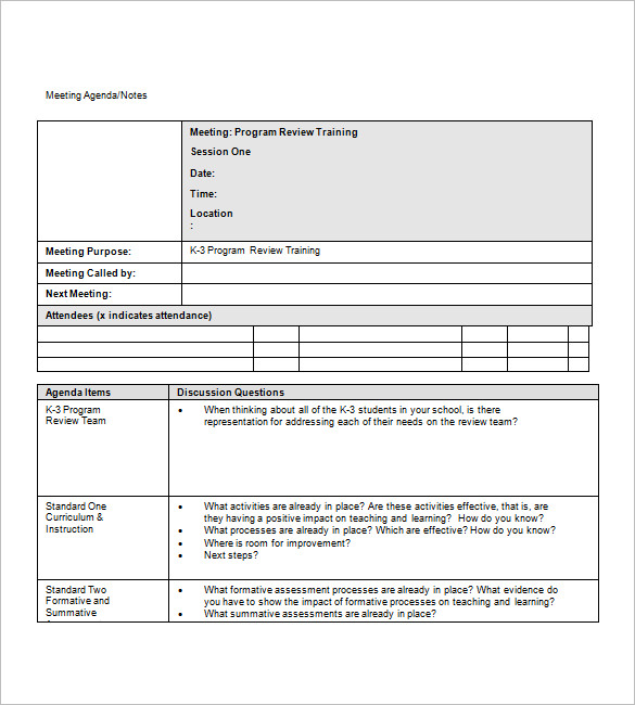 School Agenda Template – 8+ Free Word, Excel, PDF Format Download