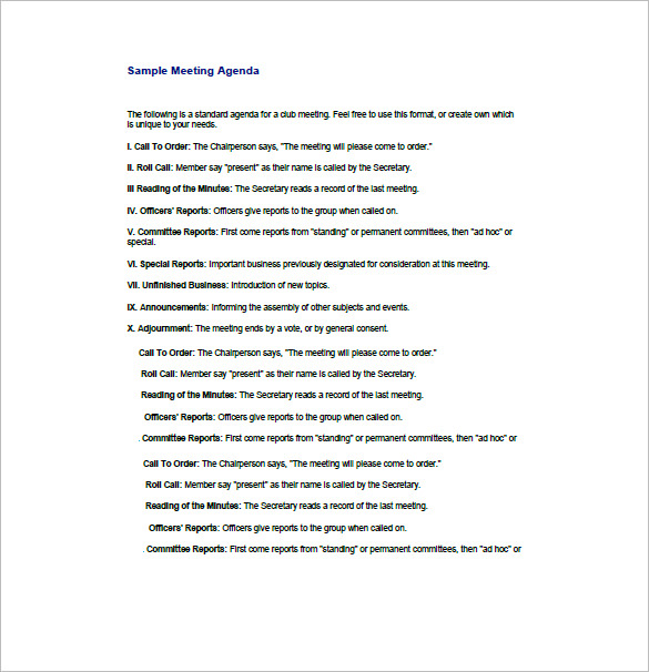 old business new business agenda template