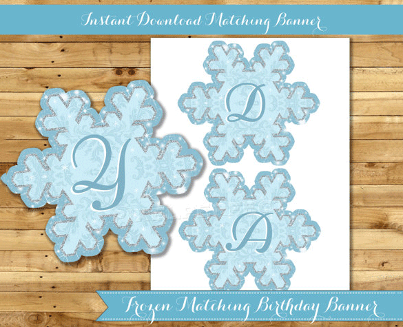 frozen printable birthday banner snowflake template