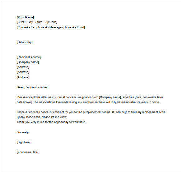 16 Formal Resignation Letter Templates Pdf Doc 