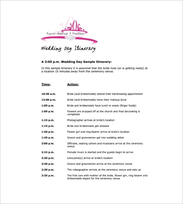 9+ Wedding Agenda Templates Free Sample, Example, Format Download