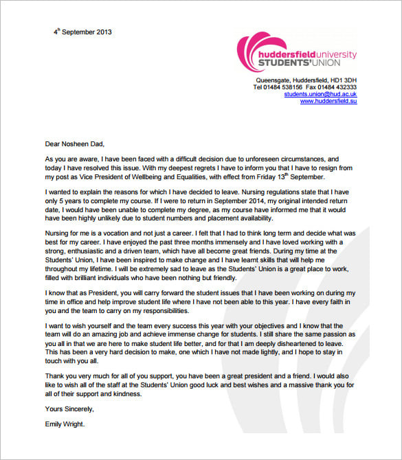 nurse formal resignation letter free pdf download