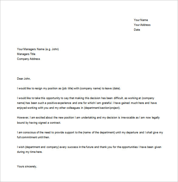 Professional Resignation Letter Templates - 14+ Word, Excel, PDF Format ...