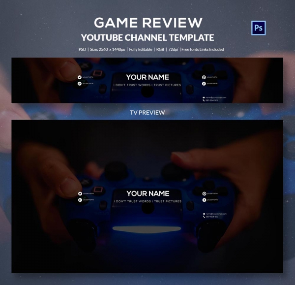 FREE Gaming Banner Template For  Channels #42 Photoshop