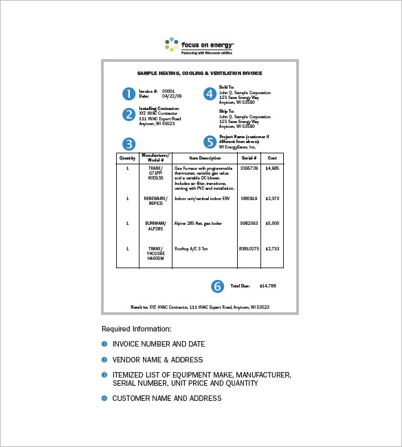 Hvac Invoice Template 7 Free Word Excel Pdf Format Download Free Premium Templates