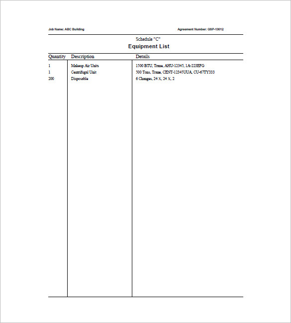 hvac agreement invoice template