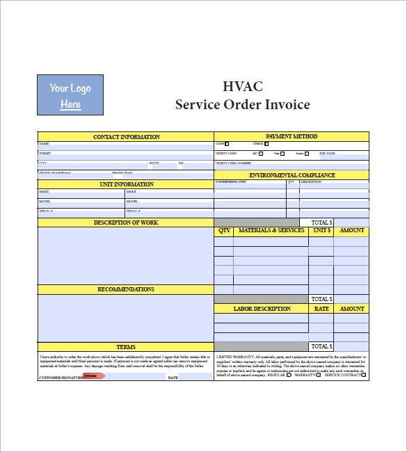 Hvac Invoice Template Excel TUTORE ORG Master Of Documents