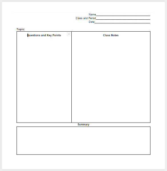 blank cornell notes report template google doc