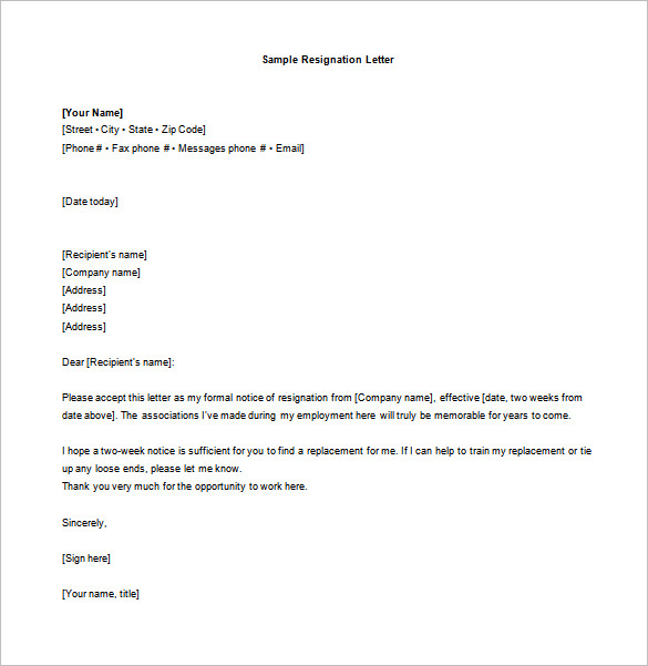 10-sample-two-week-notice-resignation-letter-templates-google-docs-ms-word-apple-pages