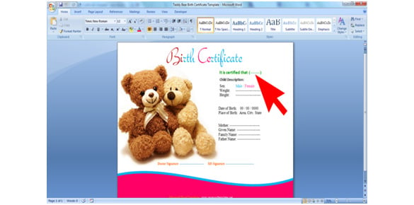 edit the birth certificate to suit your requirements