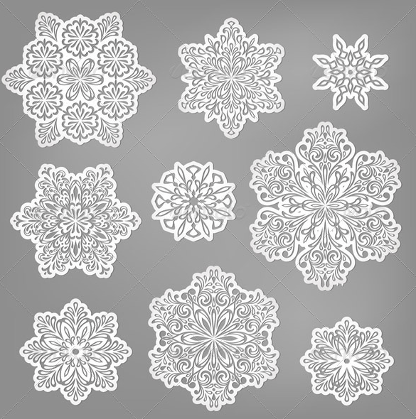 vector paper cut snowflake template download