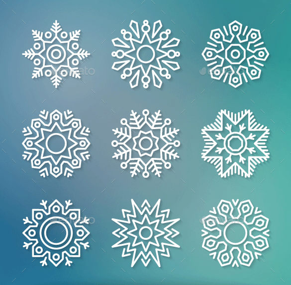 flat line snowflake template design eps download