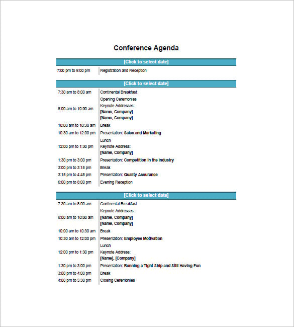 sample conference agenda