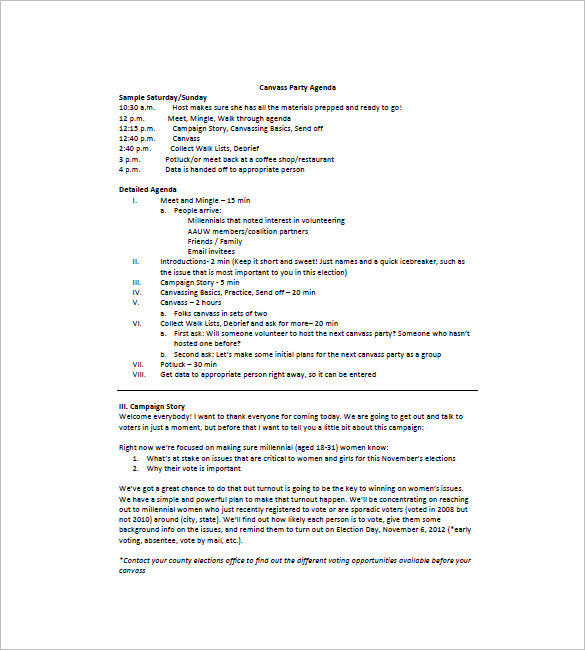 Party Agenda Template - 9+ Free Word, Excel, PDF Format Download