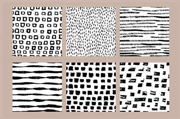 hand drawn seamless white lined patterns