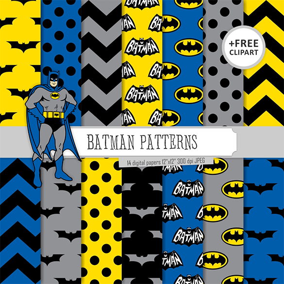 digital paper batman kids seamless patterns