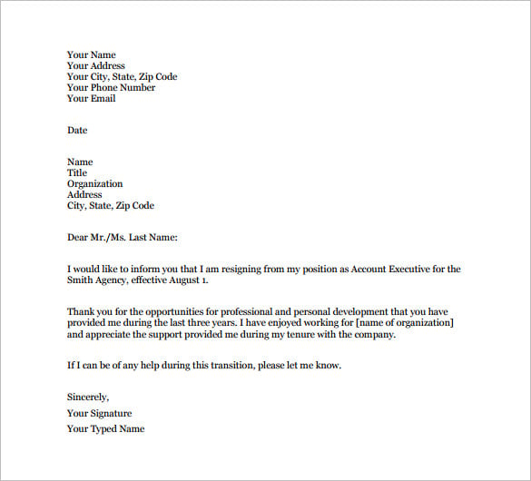 10+ Email Resignation Letter Templates Free Sample