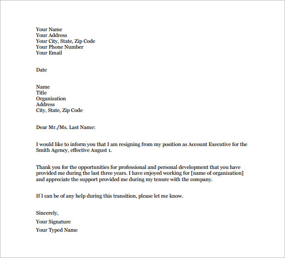 10+ Email Resignation Letter Templates – Free Sample, Example, Format ...