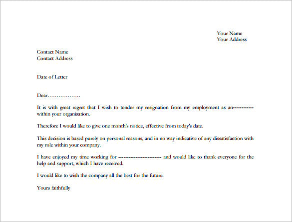formal email resignation letter free pdf download