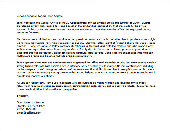 Academic Sample Letter Of Recommendation For Graduate School | HQ