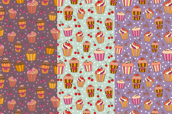 vector cupcake patterns download