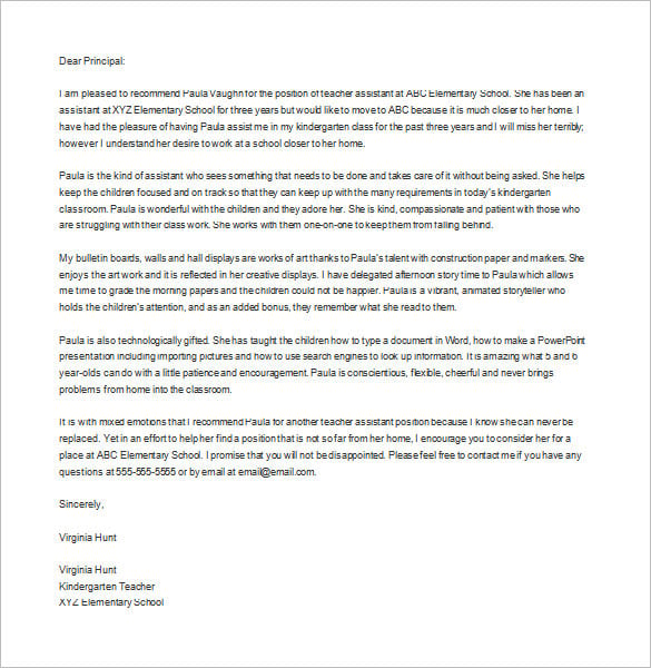 Letter Of Recommendation For Colleague Teacher from images.template.net