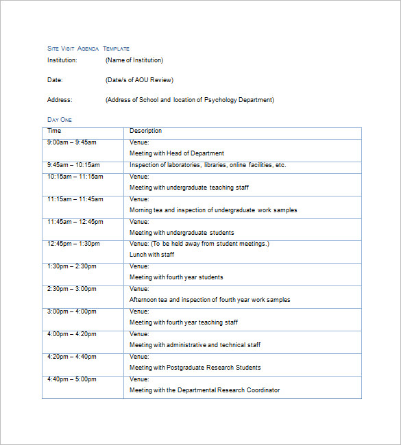 Trip Agenda Template 6 Free Word Excel PDF Format Download