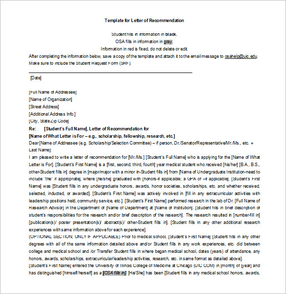 6  Letters of Recommendation for Scholarship Word Excel PDF