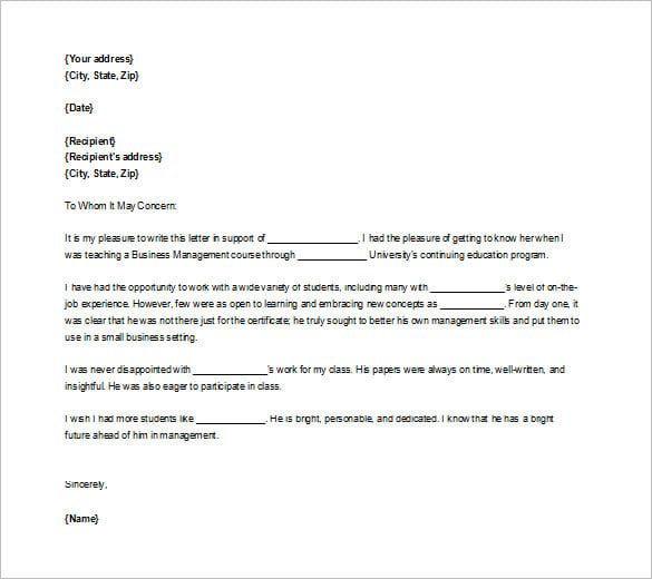 11 Recommendation Letters For Employment Free Sample Example