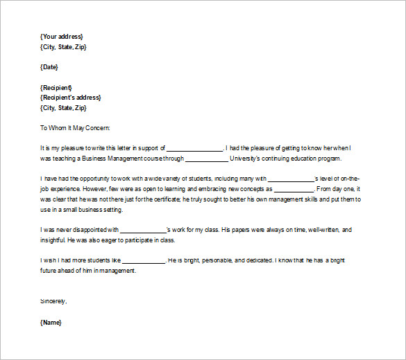 Letter of Recommendation for Employment – 9+ Free Word, Excel, PDF