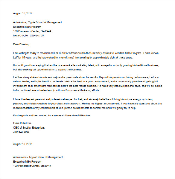 free download letter of recommendation for student leadership