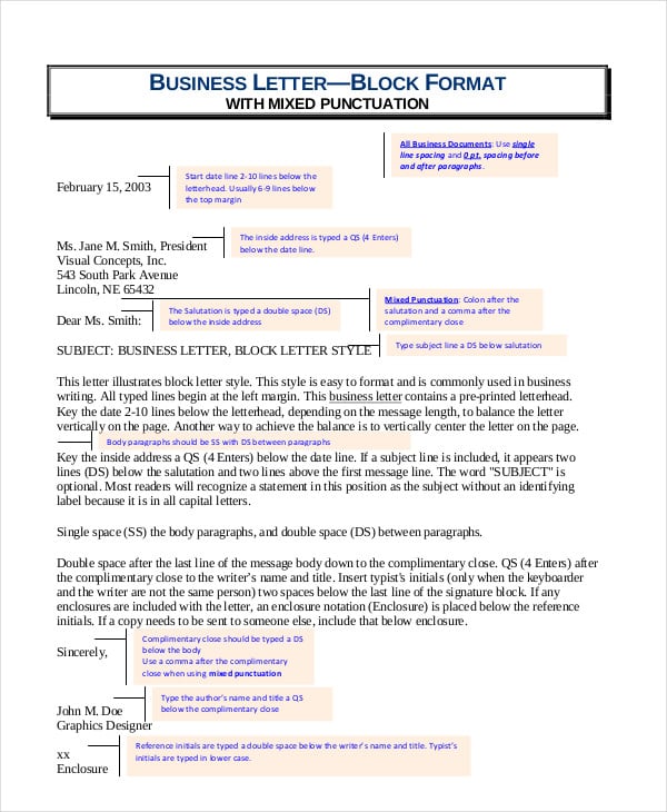 block business letter format