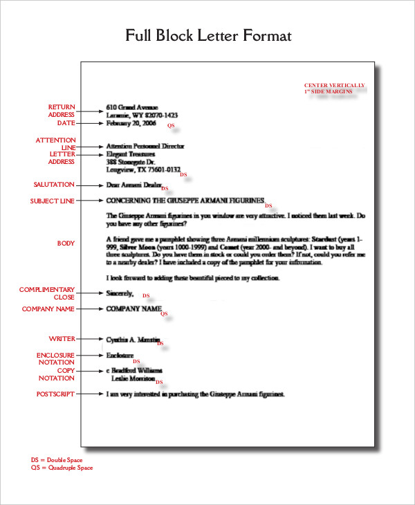 Block Letter Format Template - 8+ Free WOrd, PDF Documents ...