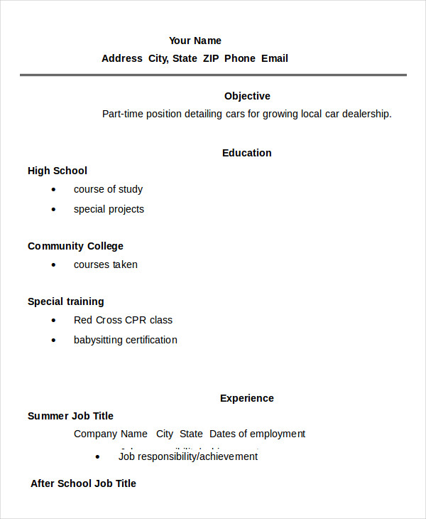 11+ High School Student Resume Templates - PDF, DOC