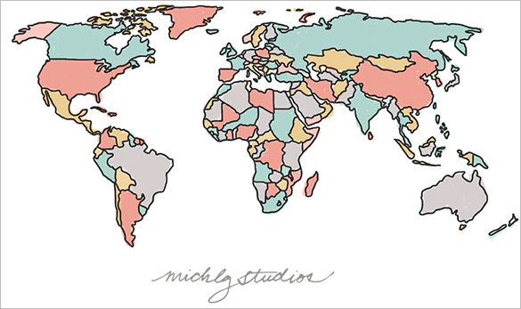 watercolor world map vector download