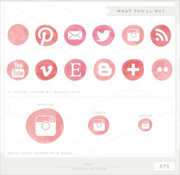 social media buttons vector download