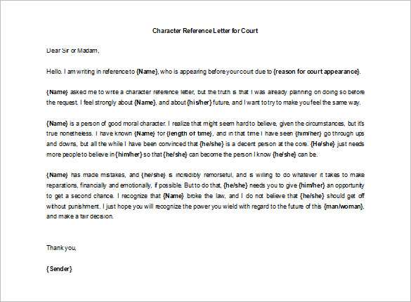 Character Letter of Recommendation – 7+ Free Word, Excel, PDF Format ...