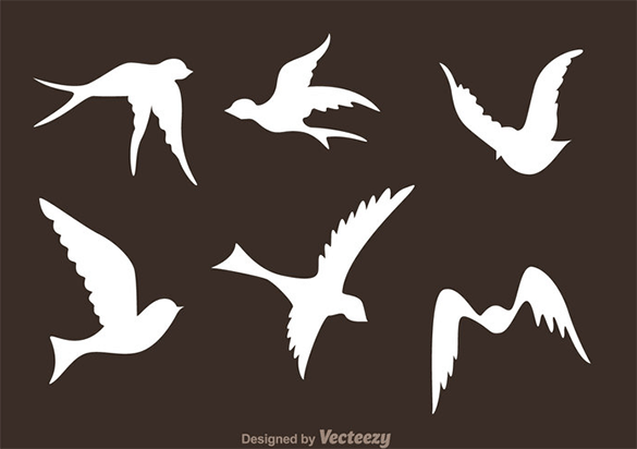 free flying bird silhouette vector