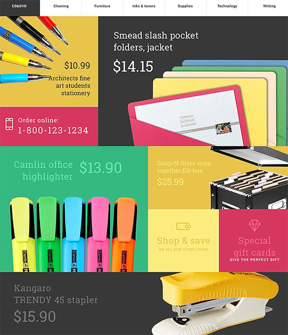 stationery business opencart template